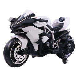 Ηλεκτροκίνητη Παιδική Μηχανή New Edition Street με φώτα στις ρόδες 12V σε Λευκό 001-2W