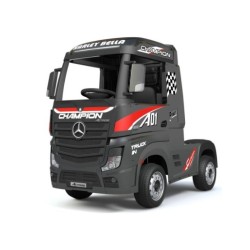 Ηλεκτροκίνητο Παιδικό Φορτηγό Mercedes Benz Actros Licensed 12V με Δερμάτινο Κάθισμα και Λάστιχα Τύπου Αυτοκινήτου μαύρο
