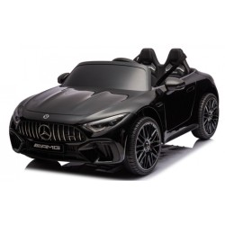 Ηλεκτροκίνητο Παιδικό αυτοκίνητο Licensed Mercedes AMG SL63 12V με δερμάτινα καθίσματα και ελαστικά τύπου αυτοκινήτου σε Μαύρο