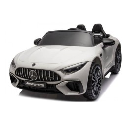Ηλεκτροκίνητο Παιδικό αυτοκίνητο Licensed Mercedes AMG SL63 12V με δερμάτινα καθίσματα και ελαστικά τύπου αυτοκινήτου σε Λευκό