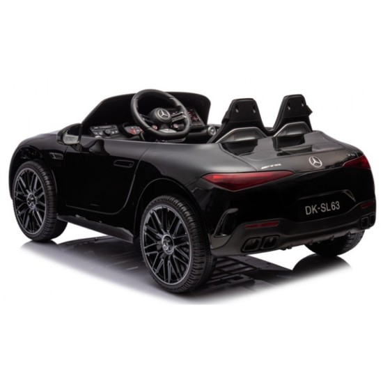 Ηλεκτροκίνητο Παιδικό αυτοκίνητο Licensed Mercedes AMG SL63 12V με δερμάτινα καθίσματα και ελαστικά τύπου αυτοκινήτου σε Μαύρο