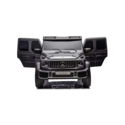 Ηλεκτροκίνητο Παιδικό αυτοκίνητο Διθέσιο Licensed Mercedes AMG G63 24V με 4 μοτέρ δερμάτινα καθίσματα και ελαστικά τύπου αυτοκινήτου και λογότυπο AMG στο άνοιγμα της πόρτας σε γκρι